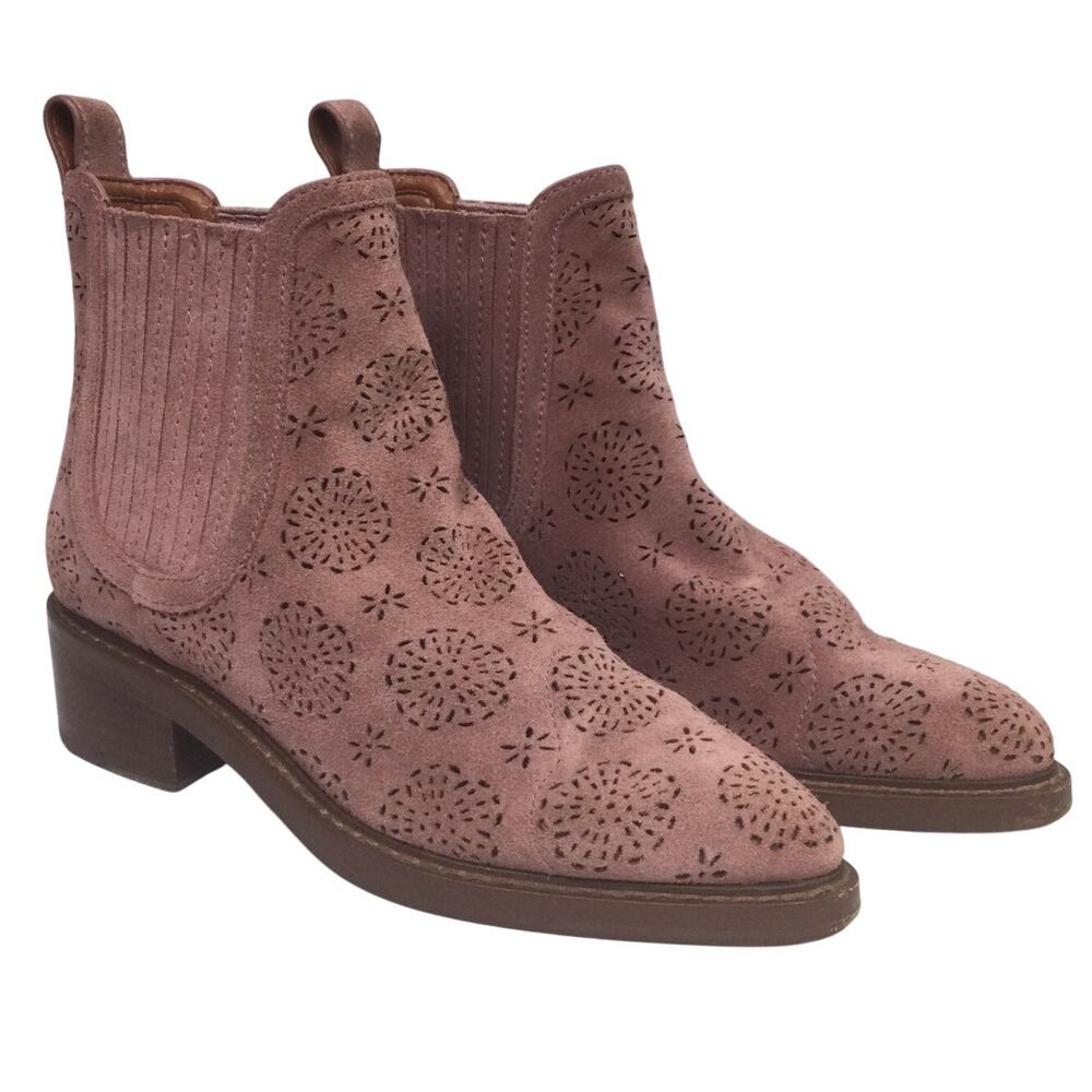 Coach Bowery Festival Boho Western Chelsea Suede Casual Slip On Ankle Bootie 5.5